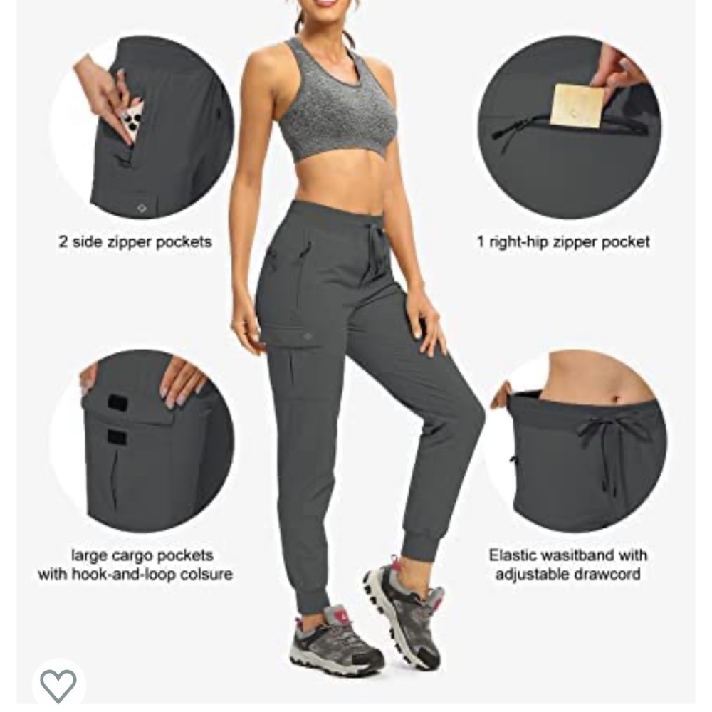 Women's Hiking Jogger, Quick Dry Cargo Pants, Outdoor Zipper Pockets -Medium
